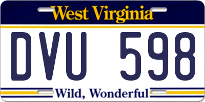 WV license plate DVU598