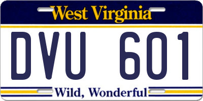 WV license plate DVU601