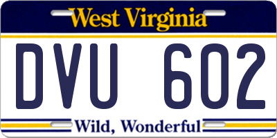 WV license plate DVU602