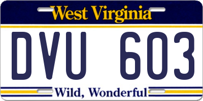 WV license plate DVU603