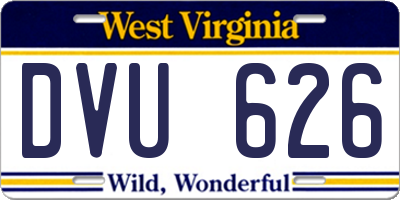 WV license plate DVU626