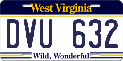 WV license plate DVU632