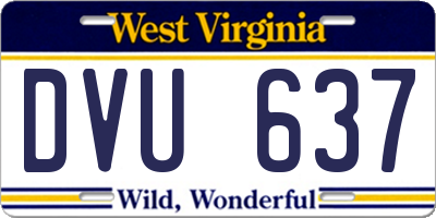 WV license plate DVU637