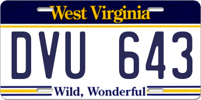 WV license plate DVU643