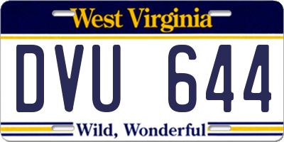 WV license plate DVU644