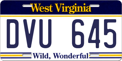 WV license plate DVU645