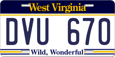 WV license plate DVU670