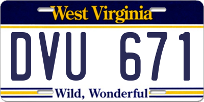 WV license plate DVU671