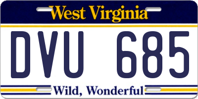 WV license plate DVU685
