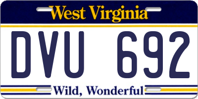 WV license plate DVU692