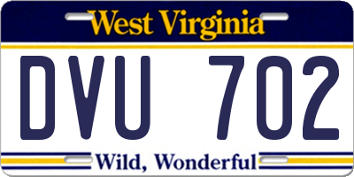 WV license plate DVU702