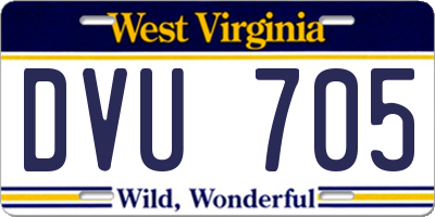 WV license plate DVU705