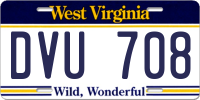WV license plate DVU708
