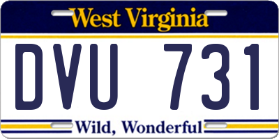 WV license plate DVU731