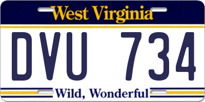 WV license plate DVU734