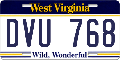 WV license plate DVU768