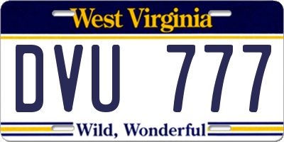 WV license plate DVU777