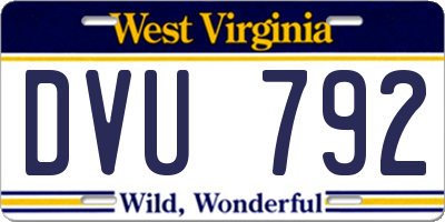 WV license plate DVU792