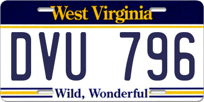 WV license plate DVU796