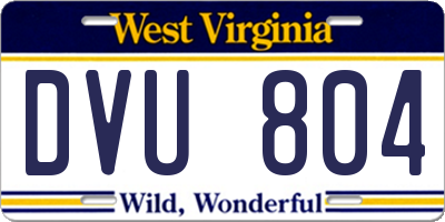 WV license plate DVU804