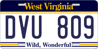 WV license plate DVU809