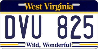 WV license plate DVU825