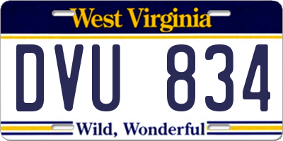 WV license plate DVU834