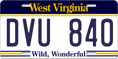WV license plate DVU840