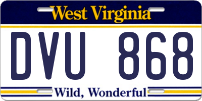 WV license plate DVU868