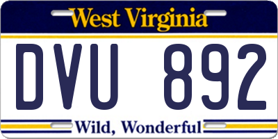 WV license plate DVU892