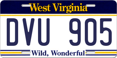 WV license plate DVU905
