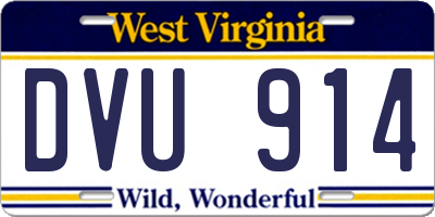 WV license plate DVU914