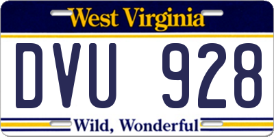 WV license plate DVU928