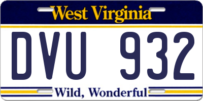 WV license plate DVU932