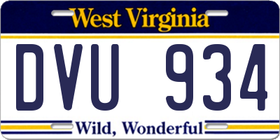 WV license plate DVU934