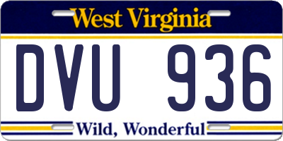 WV license plate DVU936