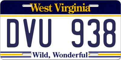 WV license plate DVU938
