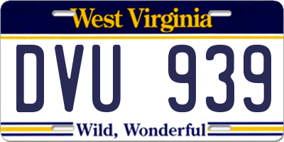 WV license plate DVU939