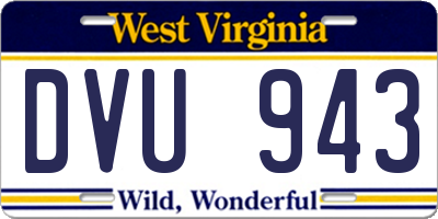 WV license plate DVU943