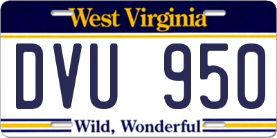 WV license plate DVU950