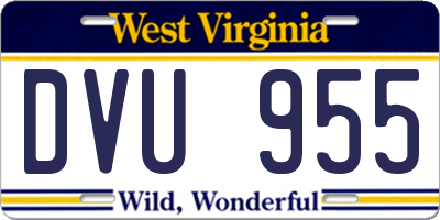 WV license plate DVU955