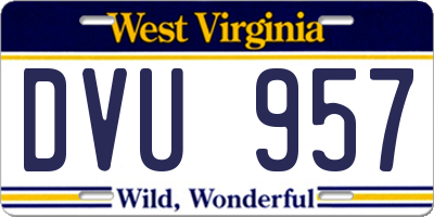 WV license plate DVU957