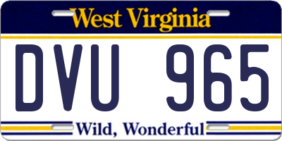 WV license plate DVU965