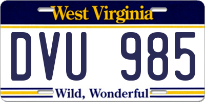 WV license plate DVU985