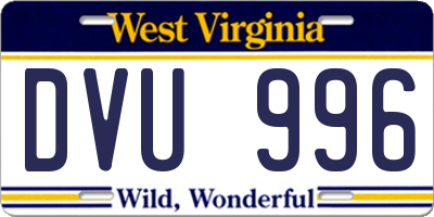 WV license plate DVU996