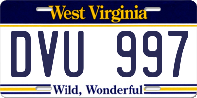 WV license plate DVU997