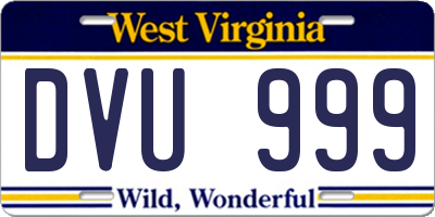 WV license plate DVU999