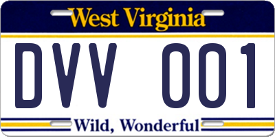 WV license plate DVV001