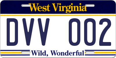 WV license plate DVV002