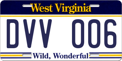 WV license plate DVV006
